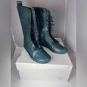 Women's Tall Lace-Up Leather Boots in Deep Teal